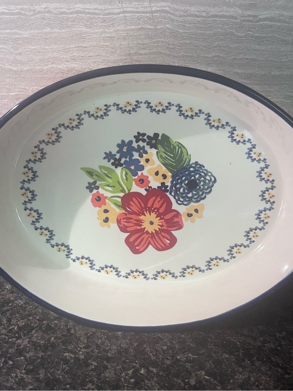 The Pioneer Woman Floral Ceramic Platter in Red, Blue, Yellow, Green